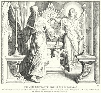 Az angyal megjövendöli Zakariásnak János születését (metszet) alkotó: Julius (after) Schnorr von Carolsfeld