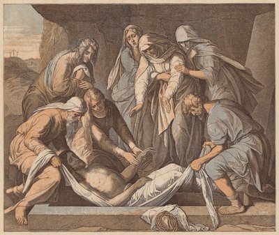 Krisztus temetése, Szent János, XIX, 41, 42 (színes metszet) alkotó: Julius (after) Schnorr von Carolsfeld