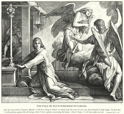 Éli bukását megjövendölték Sámuelnek (metszet) alkotó: Julius (after) Schnorr von Carolsfeld