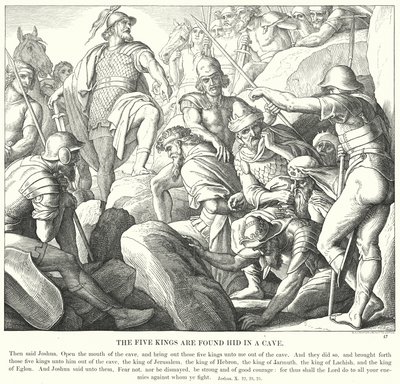Az öt királyt elrejtve egy barlangban találták (metszet) alkotó: Julius (after) Schnorr von Carolsfeld