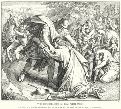 Ézsau kibékülése Jákobbal (metszet) alkotó: Julius (after) Schnorr von Carolsfeld