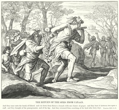 A kémek visszatérése Kánaánból (metszet) alkotó: Julius (after) Schnorr von Carolsfeld