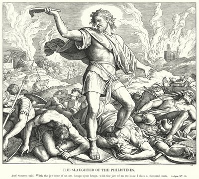 A filiszteusok lemészárlása (metszet) alkotó: Julius (after) Schnorr von Carolsfeld