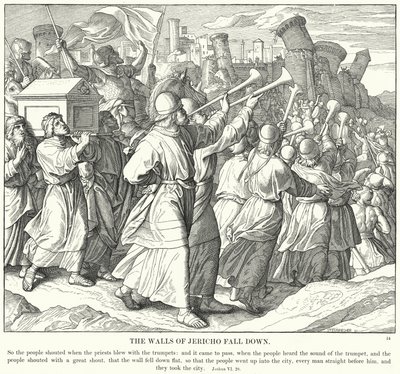 Leomlanak Jerikó falai (metszet) alkotó: Julius (after) Schnorr von Carolsfeld