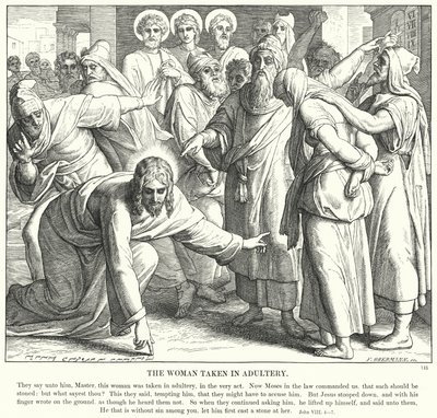 A házasságtörésen elfogott nő (metszet) alkotó: Julius (after) Schnorr von Carolsfeld