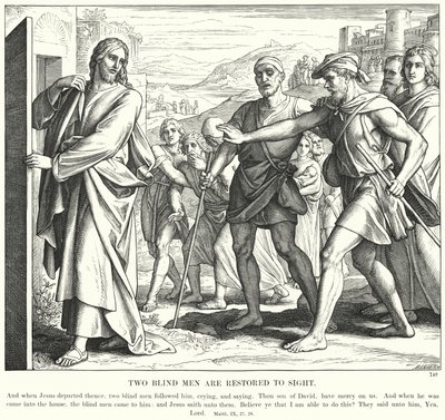 Két vak visszanyeri a látást (metszet) alkotó: Julius (after) Schnorr von Carolsfeld