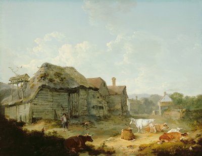 Farmyard, Otford, Kent alkotó: Julius Caesar Ibbetson