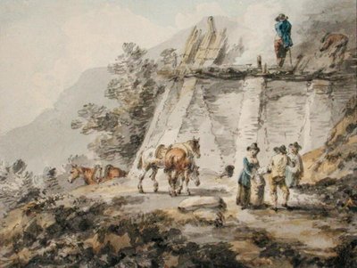 Meszes kemence (akvarell papíron) alkotó: Julius Caesar Ibbetson