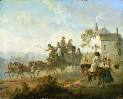 Színpadi edző egy országúton, 1792 alkotó: Julius Caesar Ibbetson