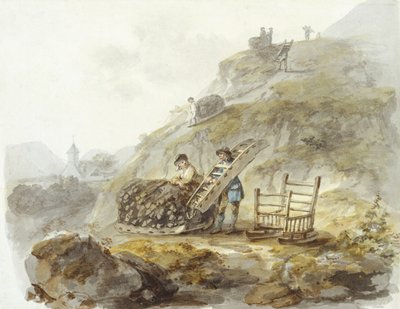 A Mallwyd melletti hegyekből való tőzegnyerés módszere, 1792 körül (akvarell, tus és ceruza, papírra) alkotó: Julius Caesar Ibbetson