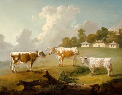 „Three Long-horned Cattle at Kenwood”, 1797 alkotó: Julius Caesar Ibbetson