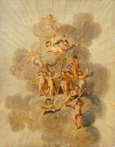 „Szárnyas kerubok hangszerekkel”, 18. század vége vagy 19. század eleje. alkotó: Julius Caesar Ibbetson