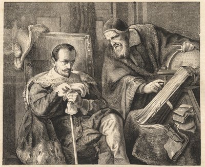 Albrecht von Wallenstein (Waldstein) (1583-1634) Giovanni Battista Seni (Seno, Zeno, Senno Zenno) (1600-1656) asztrológussal Julius Schrader festménye után alkotó: Julius Friedrich Anton (after) Schrader