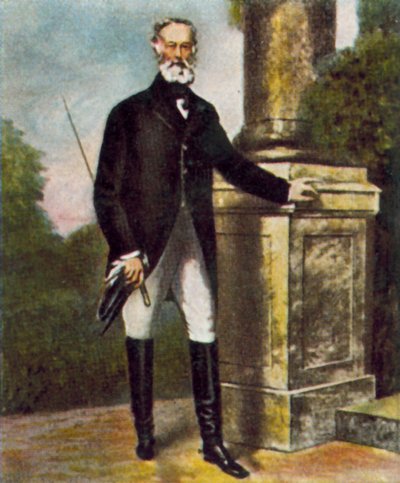Alfred Krupp, német iparmágnás (színes litográfia) alkotó: Julius Grun