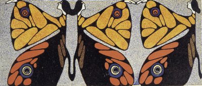 Női pillangó (optikai csalódás) - Klinger stilizált rajza a „The Woman in Modern Decoration” című filmben, 1920. v. alkotó: Julius Klinger