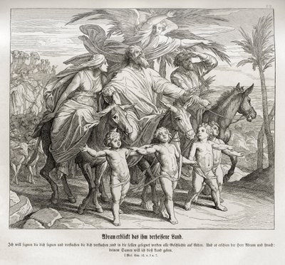Ábrahám látja a neki ígért földet, a Genezist alkotó: Julius Schnorr von Carolsfeld