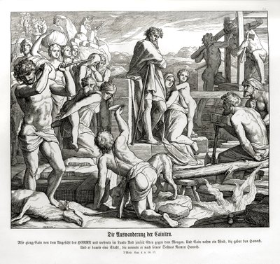 Káin élete Nodban száműzetése után, a Genesis alkotó: Julius Schnorr von Carolsfeld