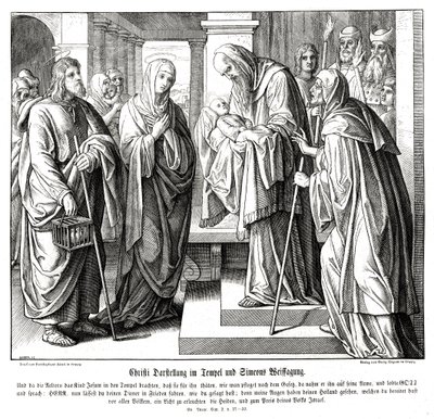 Krisztust bemutatják a templomban, Lukács evangéliuma alkotó: Julius Schnorr von Carolsfeld