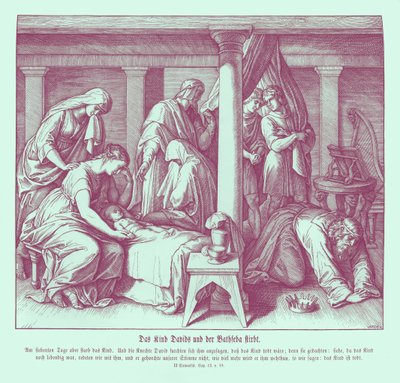 Dávid és Betsabé gyermeke meghal, 2Sámuel alkotó: Julius Schnorr von Carolsfeld
