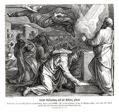 Dávidot megbüntetik, mert megszámlálta a népet, 2Sámuel alkotó: Julius Schnorr von Carolsfeld