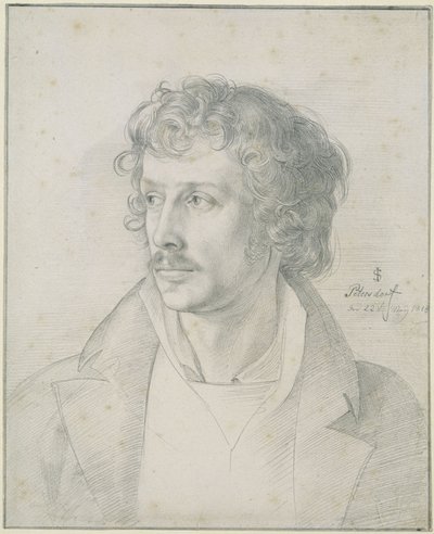 Friedrich Olivier 25 éves korában, mellkép, balra tekintve alkotó: Julius Schnorr von Carolsfeld