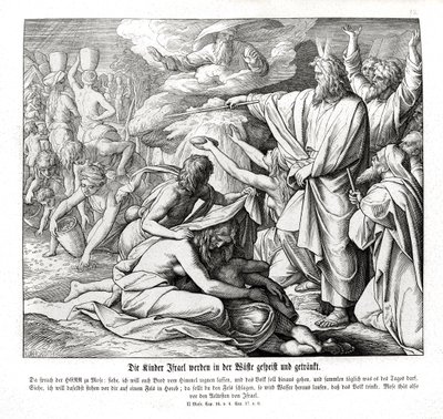 Az izraeliták a sivatagban kapnak élelmet, az Exodusban alkotó: Julius Schnorr von Carolsfeld