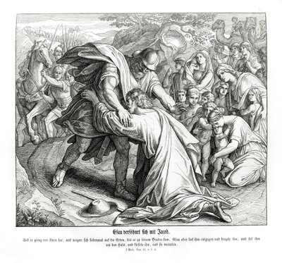 Jákob és Ézsau kibékülnek, Genezis alkotó: Julius Schnorr von Carolsfeld