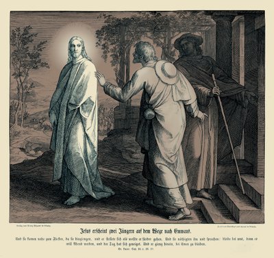 Jézus megjelenik két tanítványnak, Lukács evangéliuma alkotó: Julius Schnorr von Carolsfeld