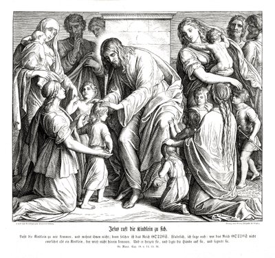 Jézus magához hívja a gyermekeket, Márk evangéliuma alkotó: Julius Schnorr von Carolsfeld