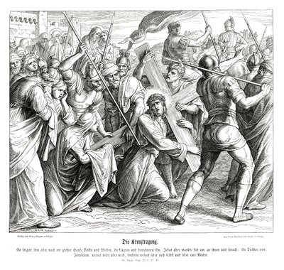 Jézus a keresztet hordozó, Lukács evangéliuma alkotó: Julius Schnorr von Carolsfeld