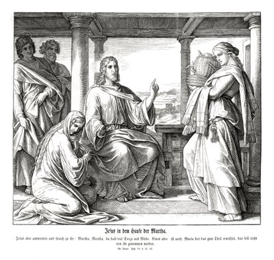 Jézus Márta házában, Lukács evangéliuma alkotó: Julius Schnorr von Carolsfeld