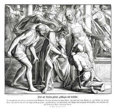 Jézus kap egy töviskoronát, Márk evangéliumát alkotó: Julius Schnorr von Carolsfeld