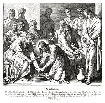 Jézus megmossa tanítványai lábát, János evangéliuma alkotó: Julius Schnorr von Carolsfeld