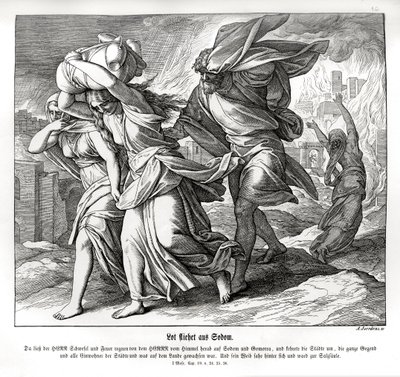 Lót és családja elmenekül a Genezisből, Szodomából alkotó: Julius Schnorr von Carolsfeld