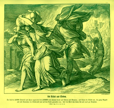 Lót és családja elmenekül a Genezisből, Szodomából alkotó: Julius Schnorr von Carolsfeld