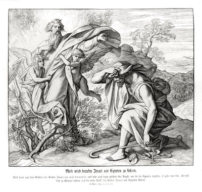Mózes és az égő csipkebokor, Exodus alkotó: Julius Schnorr von Carolsfeld