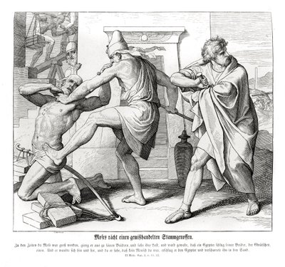Mózes megbosszulja testvéreivel, Exodusszal szembeni rossz bánásmódot alkotó: Julius Schnorr von Carolsfeld