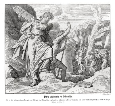 Mózes megtöri a parancsolattáblákat, Exodus alkotó: Julius Schnorr von Carolsfeld