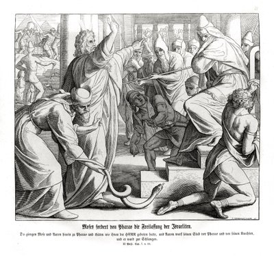 Mózes követeli az izraeliták felszabadítását, az Exodust alkotó: Julius Schnorr von Carolsfeld
