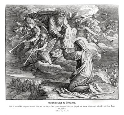 Mózes megkapja a parancsolatokat, Exodus alkotó: Julius Schnorr von Carolsfeld