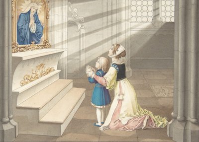Anya és lánya az imában, kb. 1811-17. alkotó: Julius Schnorr von Carolsfeld