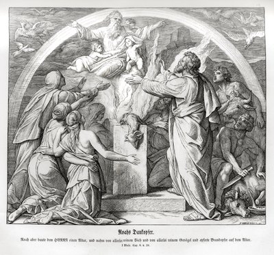 Noé hálaáldozata az özönvíz után, Genesis alkotó: Julius Schnorr von Carolsfeld