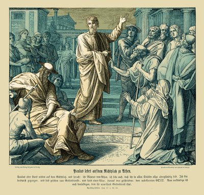 Pál prédikál Athénban, az Apostolok Cselekedetei alkotó: Julius Schnorr von Carolsfeld
