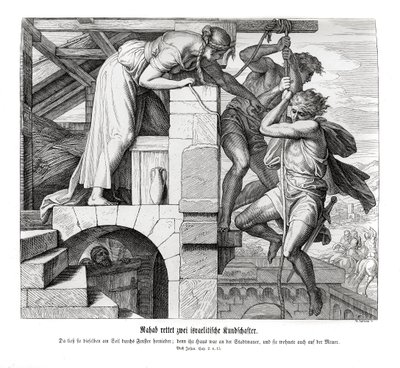 Ráháb megment két izraelita férfit, Józsuét alkotó: Julius Schnorr von Carolsfeld