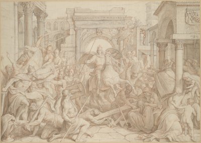 Nagy Károly bejárata Paviába, 1840. alkotó: Julius Schnorr von Carolsfeld