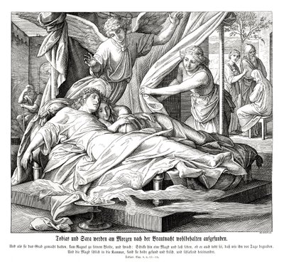 Tóbiást és Sárát biztonságban találják, Tóbit könyve alkotó: Julius Schnorr von Carolsfeld