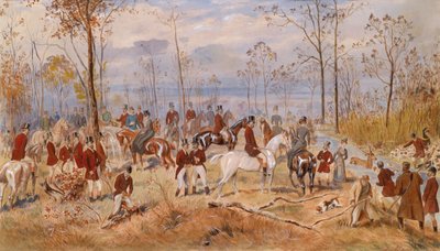 Vadászat. Julius von Blaas (1845-1922) munkája, akvarell, papír, 1890 körül. Osztrák művészet alkotó: Julius von Blaas
