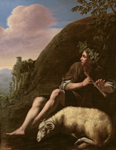 Pásztorélet, pásztor és juhok (olaj, vászon) (restaurálás után) alkotó: Jusepe de (follower of) Ribera
