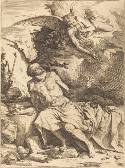 Szent Jeromos meghallja az utolsó ítélet trombitáját alkotó: Jusepe de Ribera