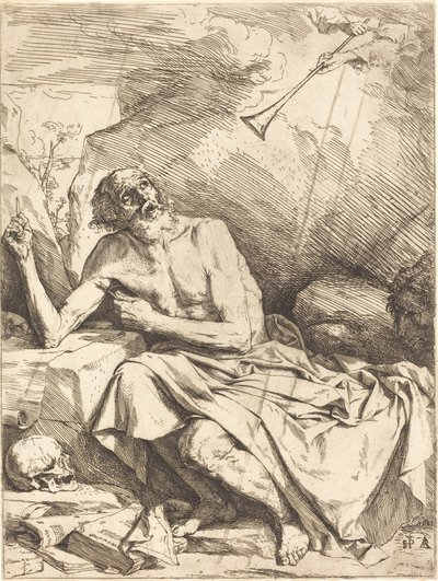 Szent Jeromos meghallja az utolsó ítélet trombitáját alkotó: Jusepe de Ribera